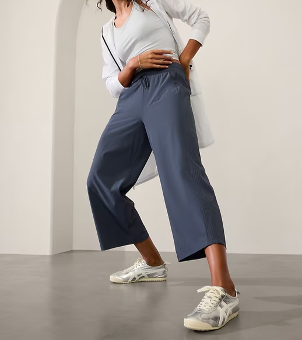 Athleta Pants 14 Blue Wide Leg Track Travel Y2K Gym Athletic Performance A010475